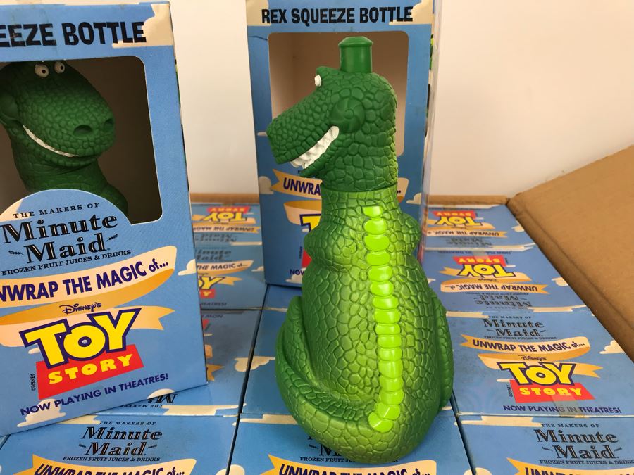 Rare New 1995 Disney's Original Toy Story One Minute Maid Rex Squeeze Bottles In Boxes - 20 Rex Bottles [Photo 4]