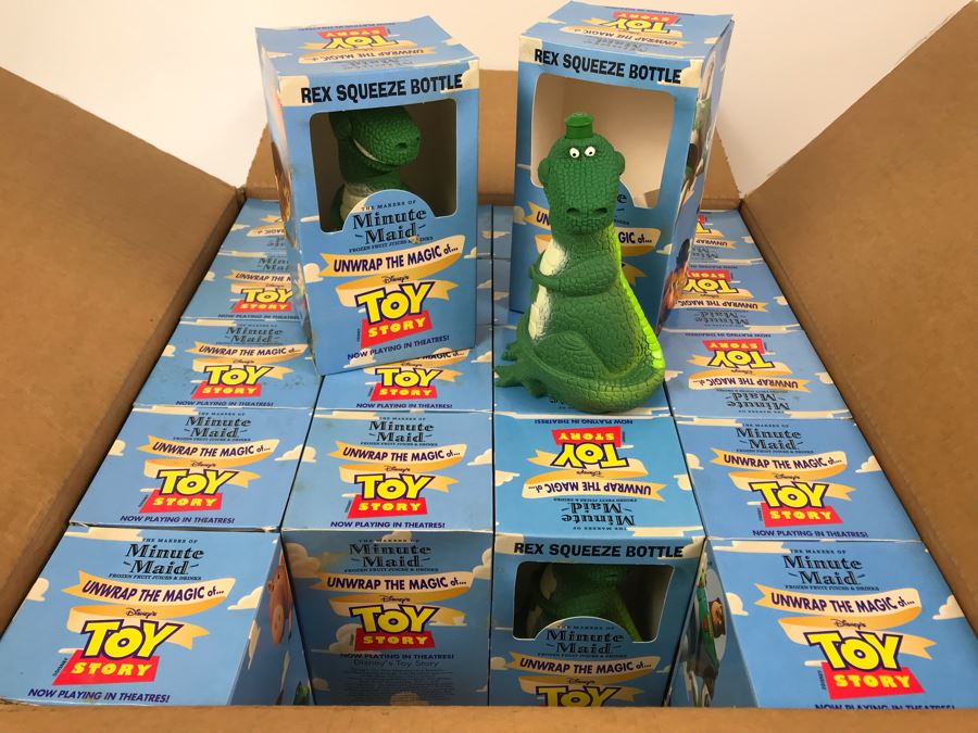 Rare New 1995 Disney's Original Toy Story One Minute Maid Rex Squeeze Bottles In Boxes - 20 Rex Bottles [Photo 2]