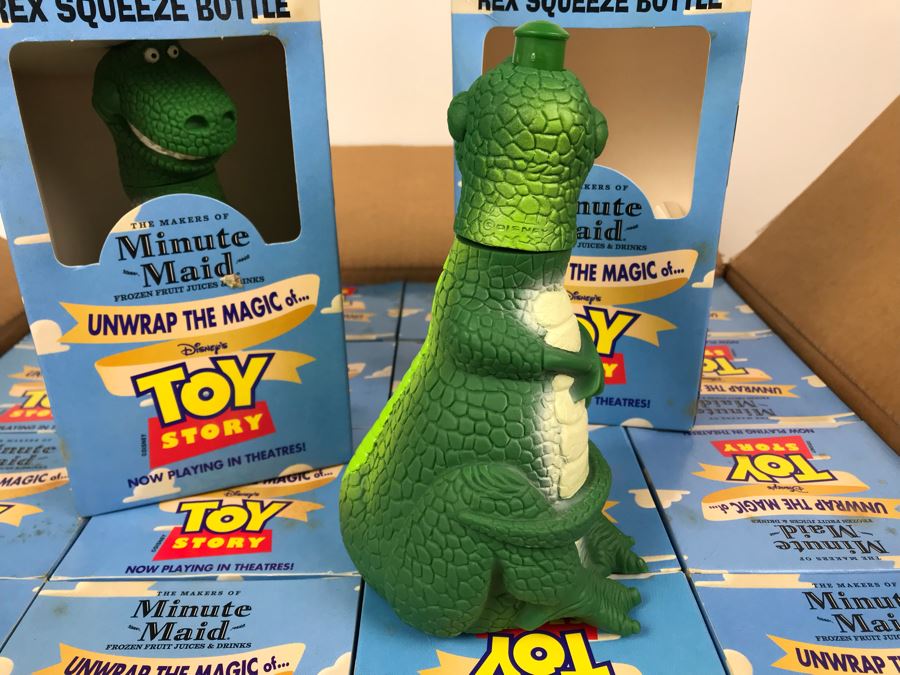 Rare New 1995 Disney's Original Toy Story One Minute Maid Rex Squeeze Bottles In Boxes - 20 Rex Bottles [Photo 5]