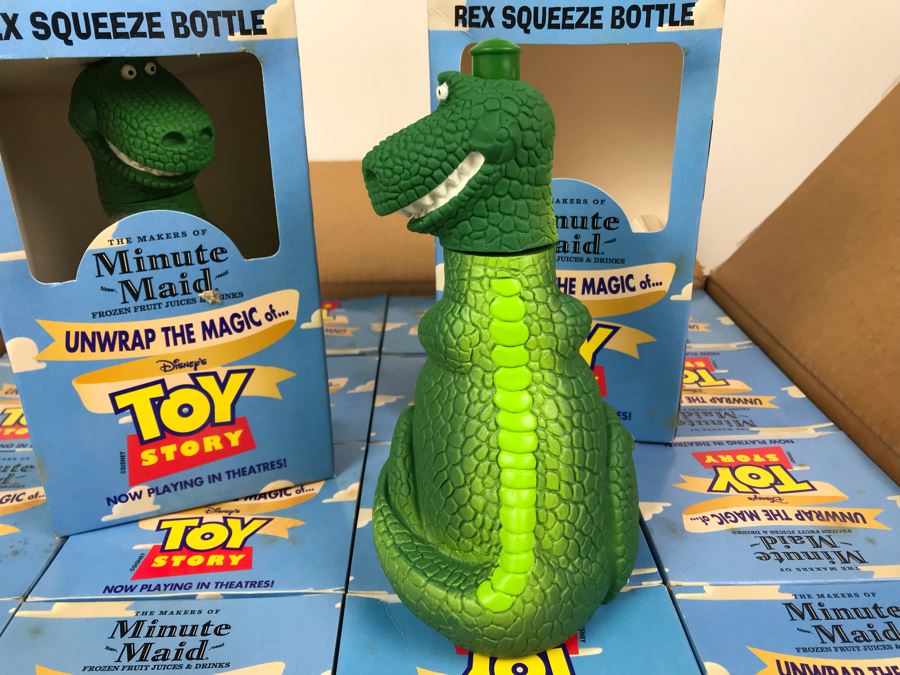 Rare New 1995 Disney's Original Toy Story One Minute Maid Rex Squeeze Bottles In Boxes - 20 Rex Bottles [Photo 4]
