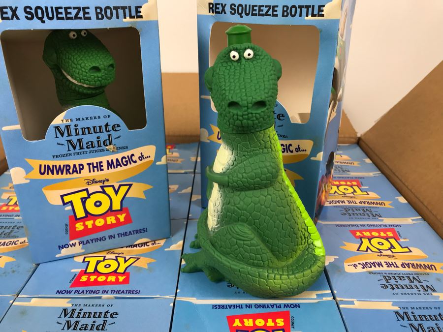 Rare New 1995 Disney's Original Toy Story One Minute Maid Rex Squeeze Bottles In Boxes - 20 Rex Bottles [Photo 3]