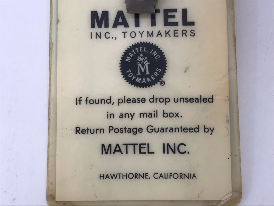Vintage 1950s Mattel Toymakers Employee Badge Hawthorne, California