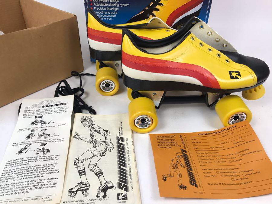 Vintage 1978 Mattel Sunrunners Roller Skates New In Box Size 11-13