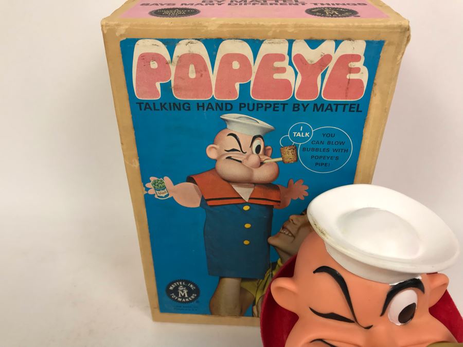 Vintage 1968 Mattel Popeye Talking Hand Puppet New In Box 4205