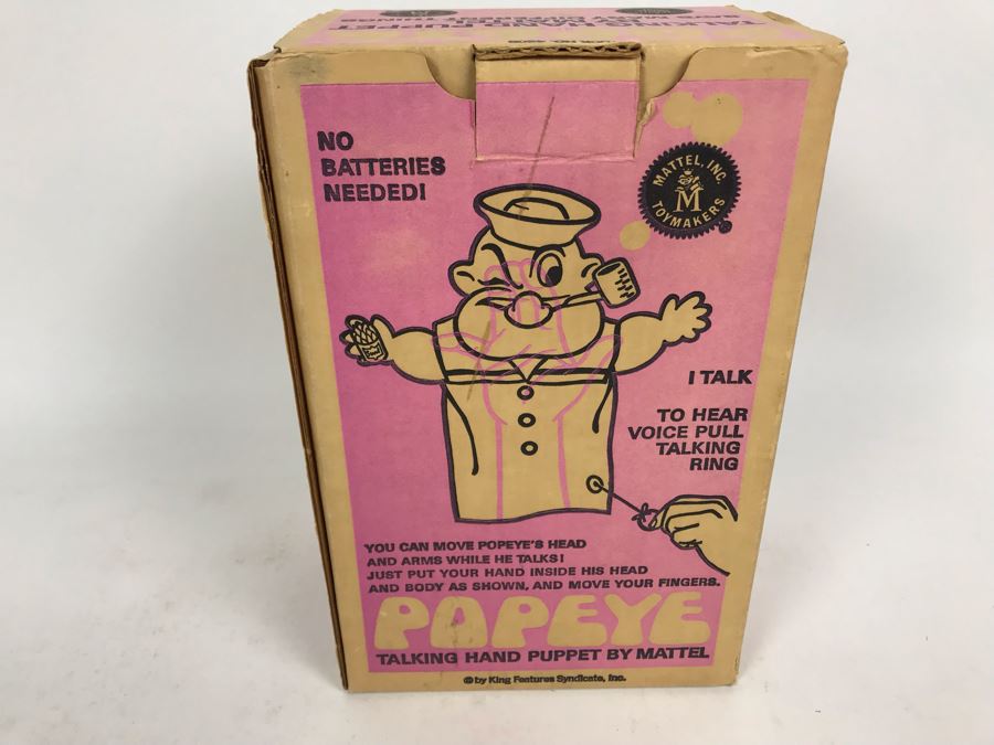 Vintage 1968 Mattel Popeye Talking Hand Puppet New In Box 4205 [Photo 5]