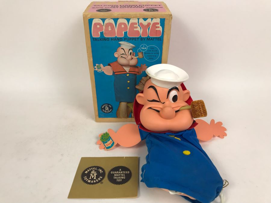 Vintage 1968 Mattel Popeye Talking Hand Puppet New In Box 4205 [Photo 8]