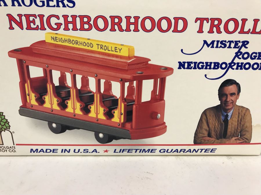 Vintage 1991 Mister Rogers' Neighborhood Trolley Wooden Train New In Box Holgate Toy Company [Photo 3]