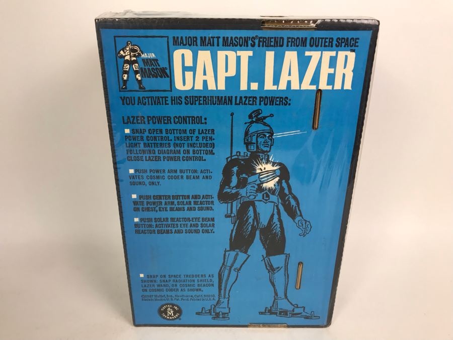 Rare Vintage 1967 Mattel New In Box Capt. Lazer Major Matt Mason Action Figure Toy 6330 - Note Tears In Protective Seal Shown In Photos [Photo 11]