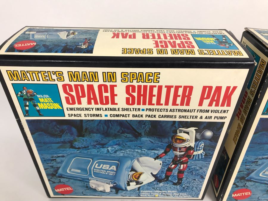 Pair Of Vintage 1969 New In Box Mattel's Man In Space Space Shelter Paks Major Matt Mason [Photo 3]