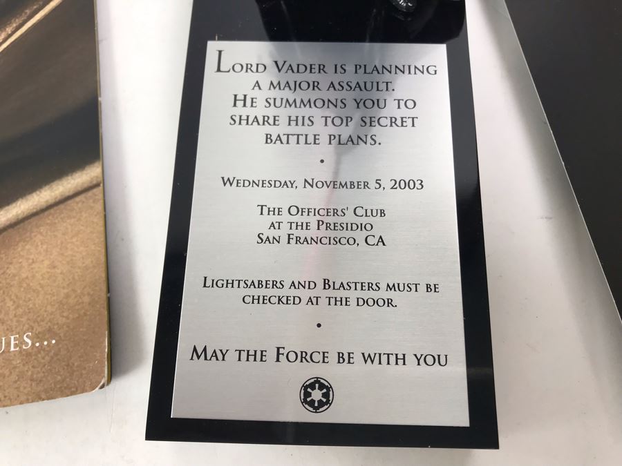 Very Rare Exclusive Lord Vader Action Figure 2003 Invitation Directly From George Lucas Licensing The Presidio San Francisco, CA Lucas Films With Star Wars Promotional The Saga Continues Program [Photo 7]
