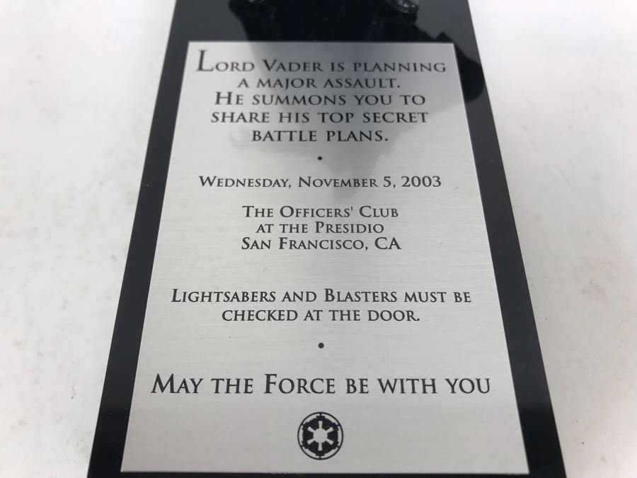 Very Rare Exclusive Lord Vader Action Figure 2003 Invitation Directly From George Lucas Licensing The Presidio San Francisco, CA Lucas Films With Star Wars Promotional The Saga Continues Program [Photo 4]