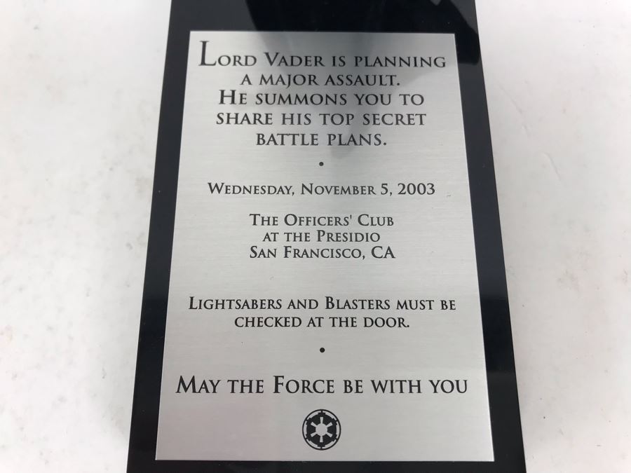 Very Rare Exclusive Lord Vader Action Figure 2003 Invitation Directly From George Lucas Licensing The Presidio San Francisco, CA Lucas Films With Star Wars Promotional The Saga Continues Program [Photo 5]