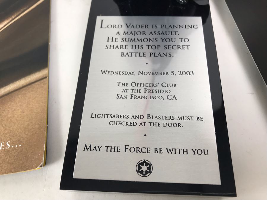 Very Rare Exclusive Lord Vader Action Figure 2003 Invitation Directly From George Lucas Licensing The Presidio San Francisco, CA Lucas Films With Star Wars Promotional The Saga Continues Program [Photo 6]