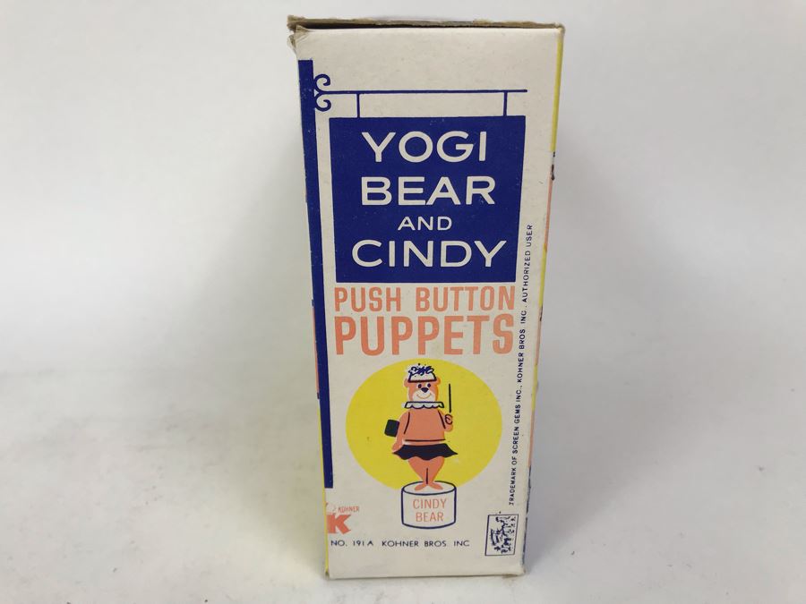 Vintage 1962 Kohner Yogi Bear & Cindy Push Button Puppets New In Damaged Box [Photo 7]