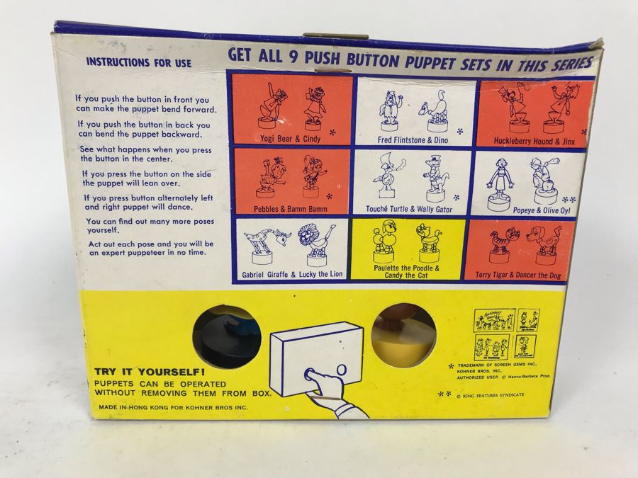 Vintage 1962 Kohner Yogi Bear & Cindy Push Button Puppets New In Damaged Box [Photo 8]