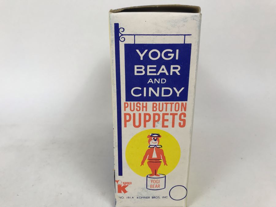 Vintage 1962 Kohner Yogi Bear & Cindy Push Button Puppets New In Damaged Box [Photo 9]
