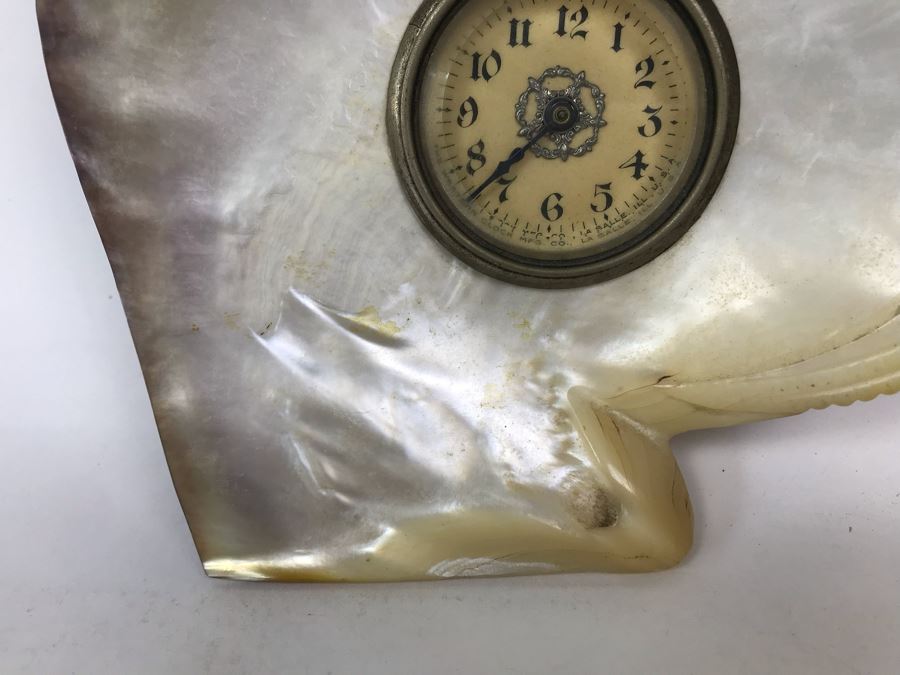 Vintage Mechanical Clock By The Western Clock Mfg Co La Salle, Ill With Carved Alligator Design Shell [Photo 7]