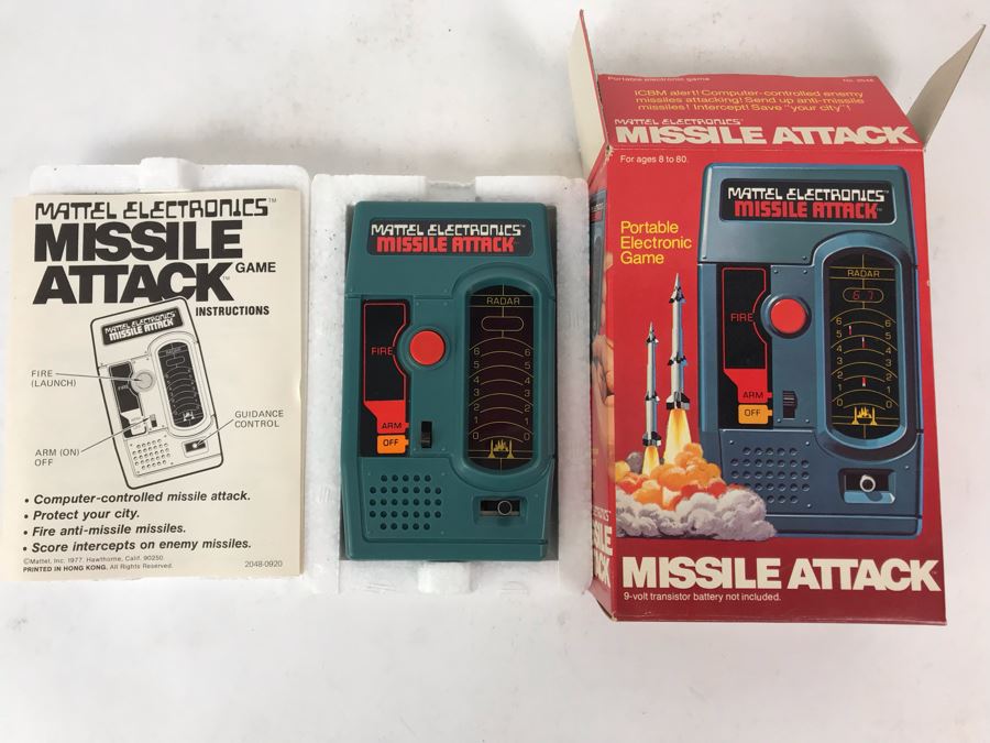  Vintage 1977 Mattel Electronics Portable Handheld Games Missile Attack New In Box