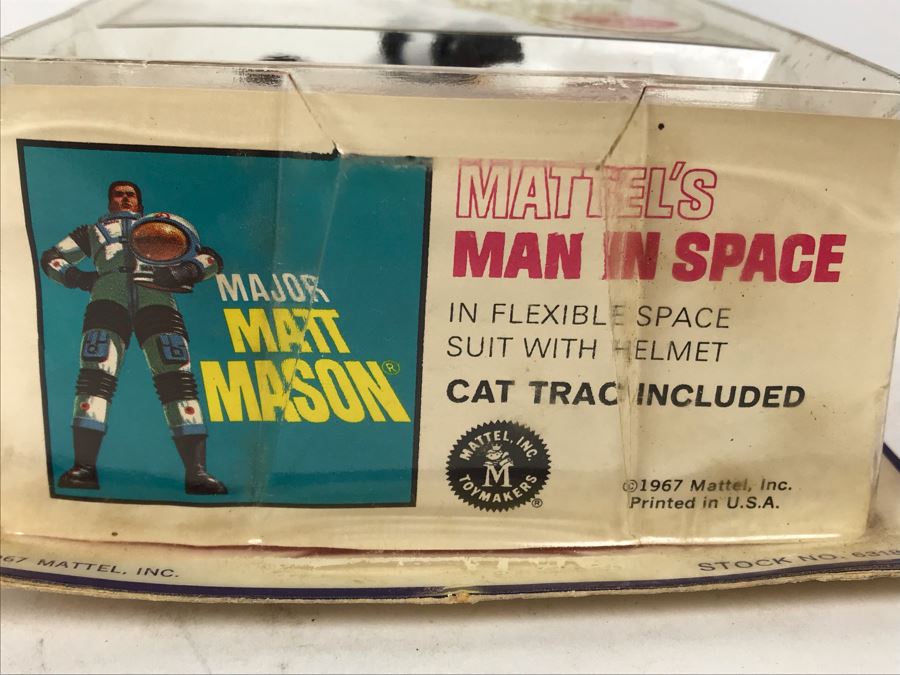 Vintage 1967 Mattel's Man In Space Major Matt Mason In Flexible Space Suit With Helmet Cat Trac Included In Damage Packaging [Photo 15]