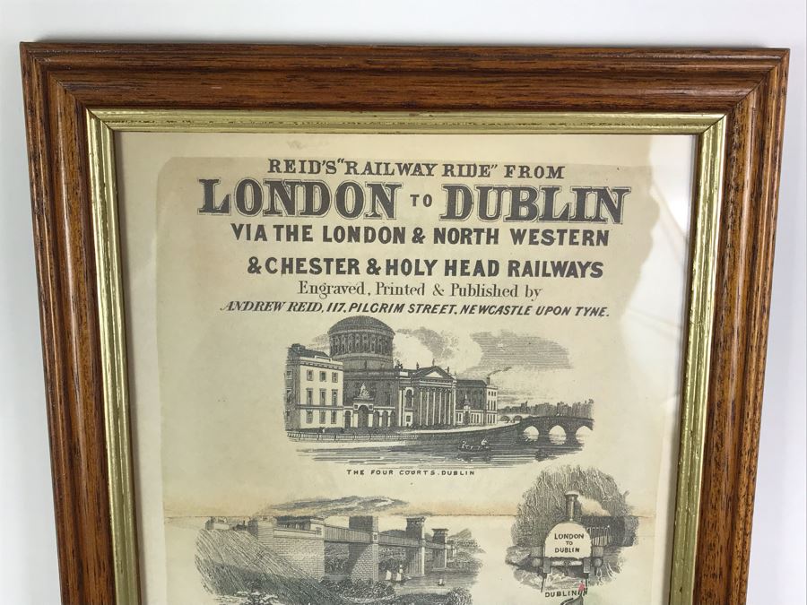 Framed Reproduction Reid's Railway Ride From London To Dublin 7.5' X 3' Iron Horse Printed In England [Photo 2]