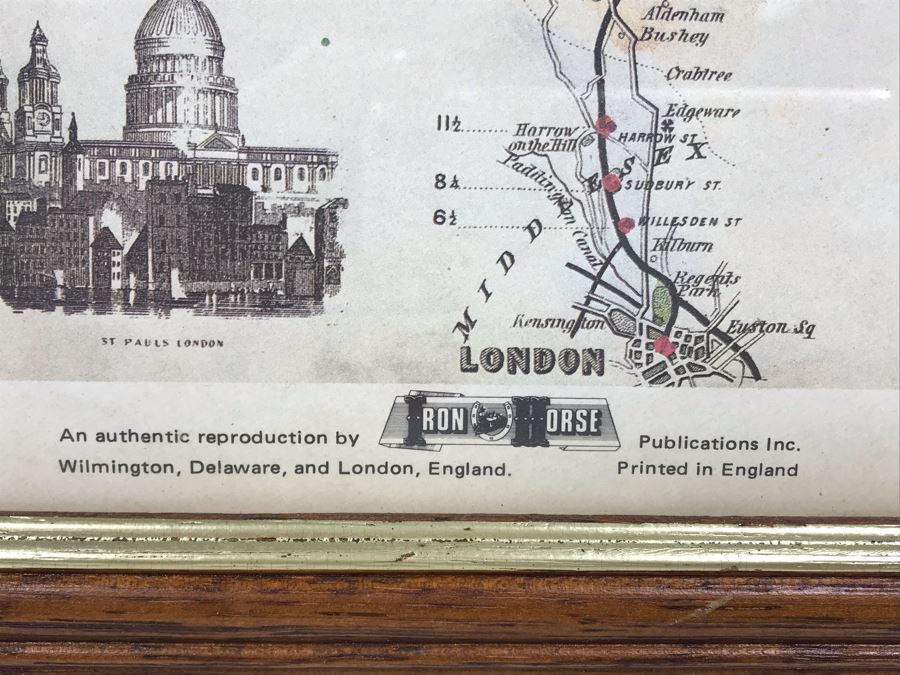 Framed Reproduction Reid's Railway Ride From London To Dublin 7.5' X 3' Iron Horse Printed In England [Photo 11]