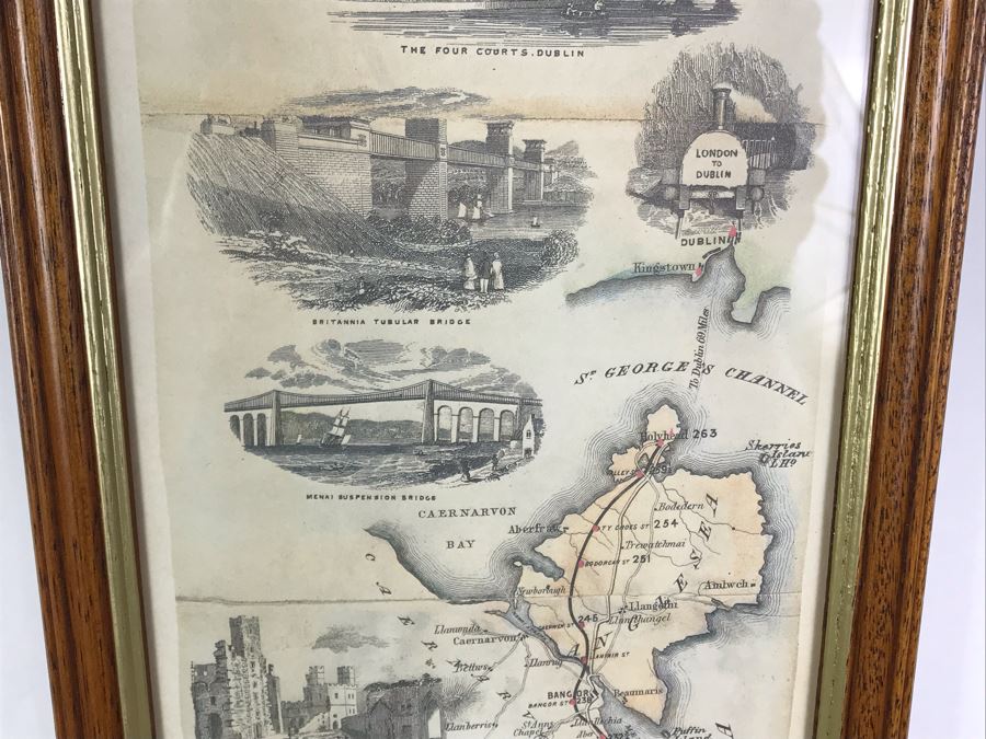 Framed Reproduction Reid's Railway Ride From London To Dublin 7.5' X 3' Iron Horse Printed In England [Photo 3]