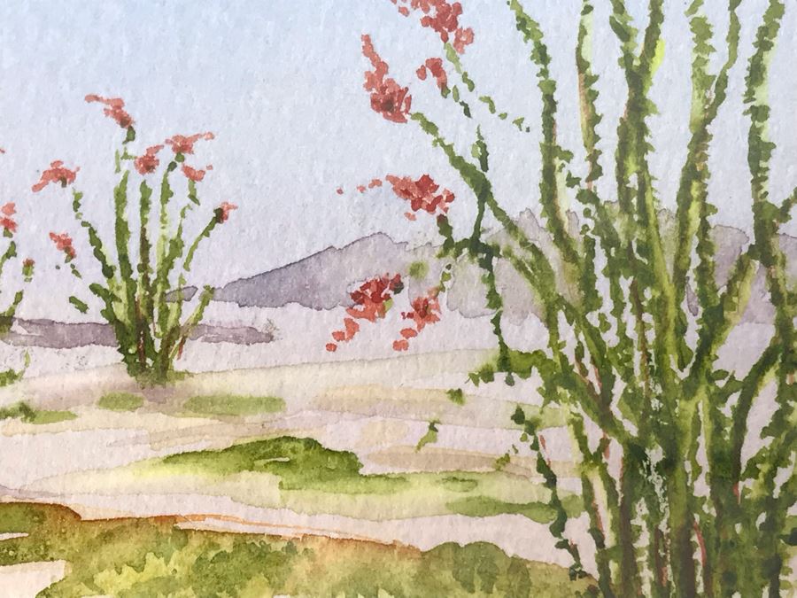 Framed Original Signed Watercolor Painting By Jillian Cameron Of Joshua Tree National Park 9' X 11' [Photo 6]