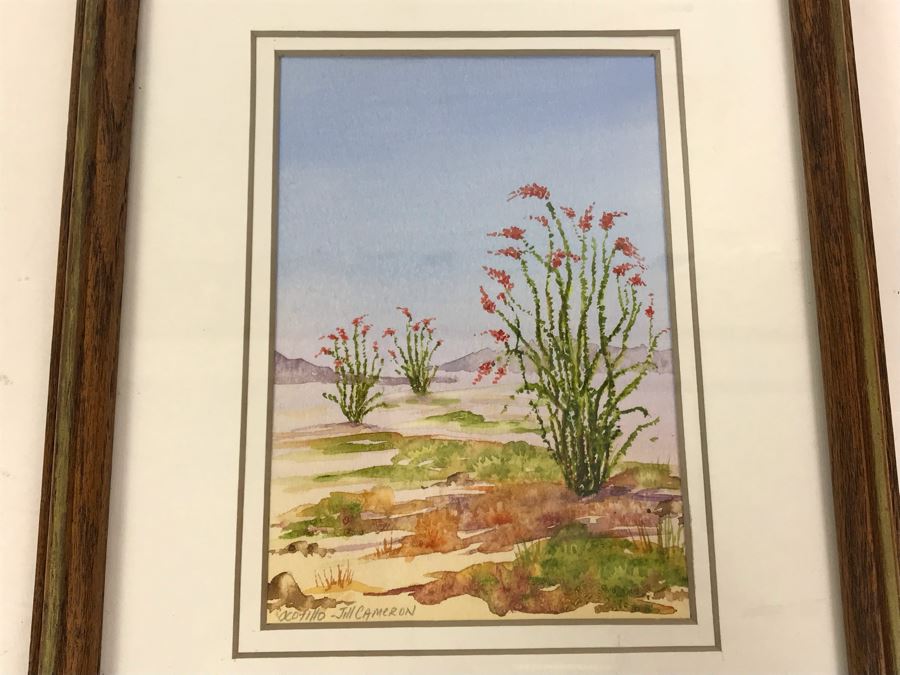 Framed Original Signed Watercolor Painting By Jillian Cameron Of Joshua Tree National Park 9' X 11' [Photo 2]