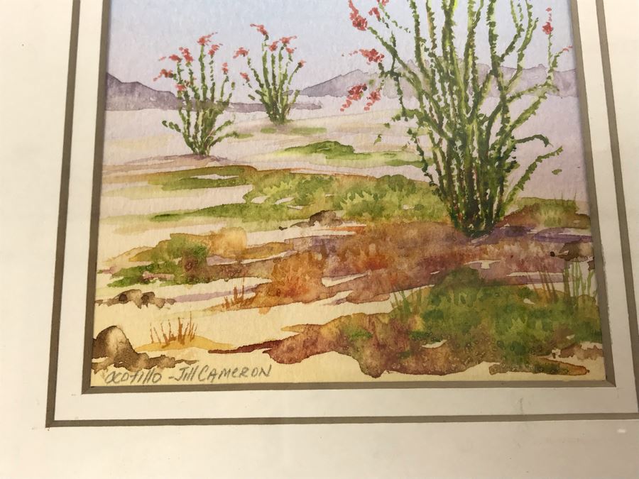 Framed Original Signed Watercolor Painting By Jillian Cameron Of Joshua Tree National Park 9' X 11' [Photo 3]
