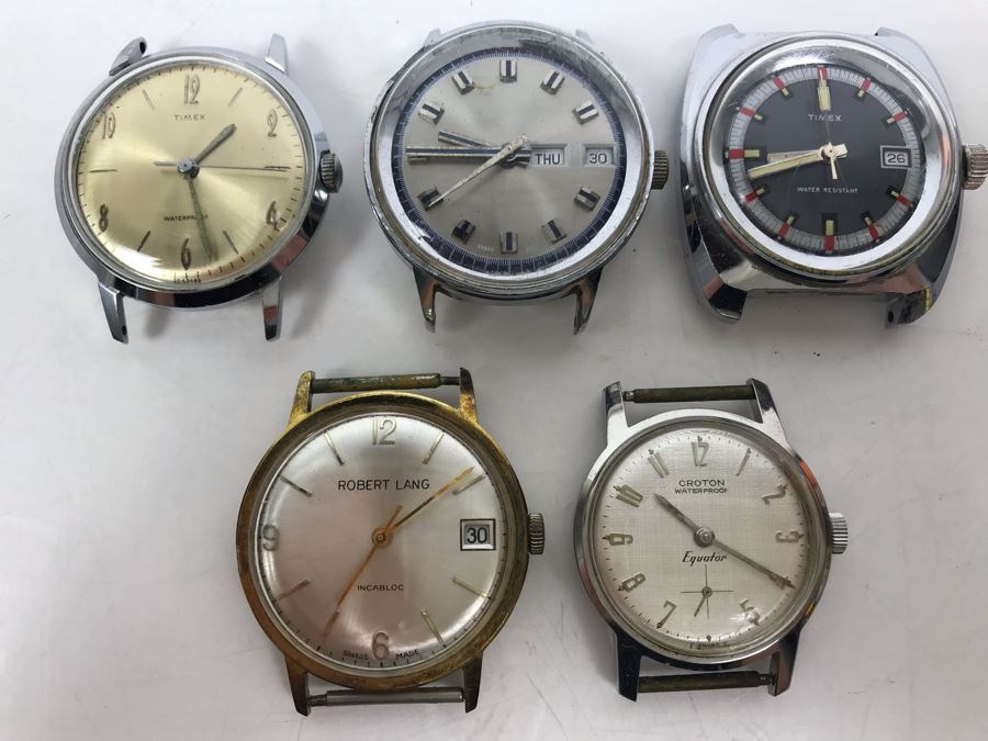 (5) Working Mechanical Watches - (3) Timex, (1) Robert Lang, (1) Croton [Photo 2]
