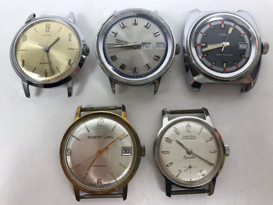 (5) Working Mechanical Watches - (3) Timex, (1) Robert Lang, (1) Croton [Photo 3]