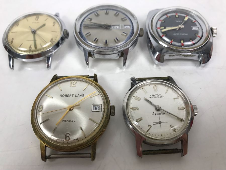 (5) Working Mechanical Watches - (3) Timex, (1) Robert Lang, (1) Croton [Photo 4]