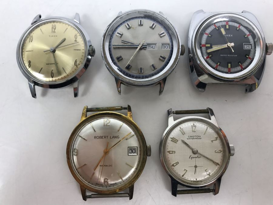 (5) Working Mechanical Watches - (3) Timex, (1) Robert Lang, (1) Croton [Photo 1]