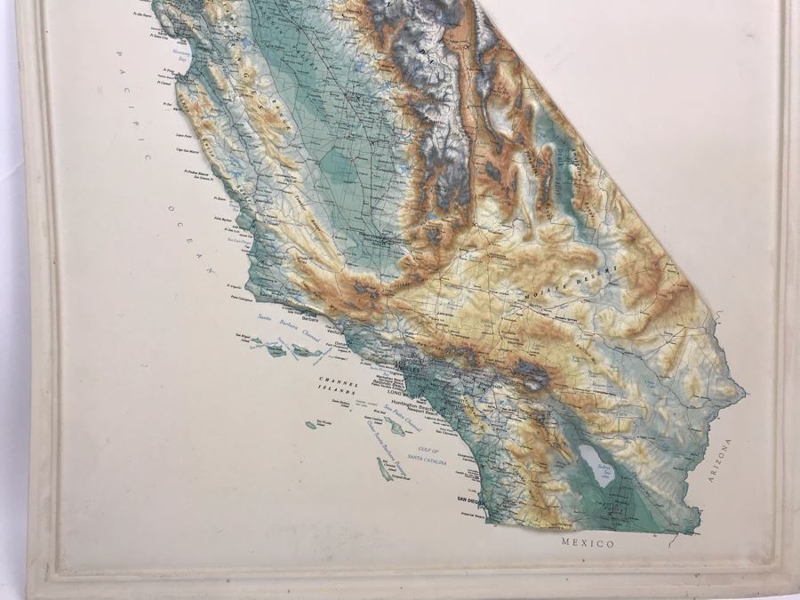 Vintage 1993 1st Edition Plastic Topographical Map Of California By Hubbard Scientific [Photo 2]