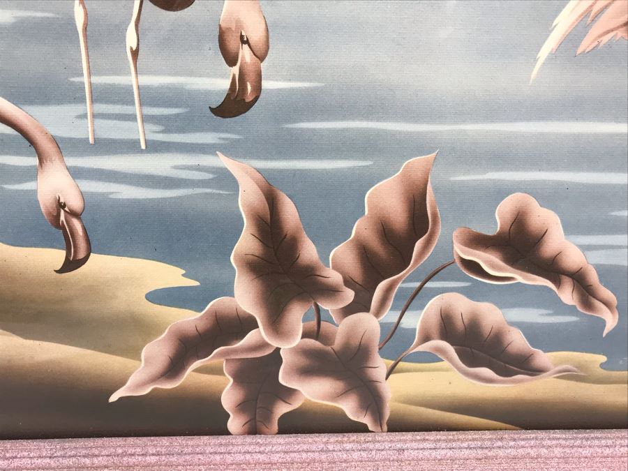Vintage 1950's Pink Framed Flamingo Print By Turner Manufacturing Co 33' X 27' [Photo 6]