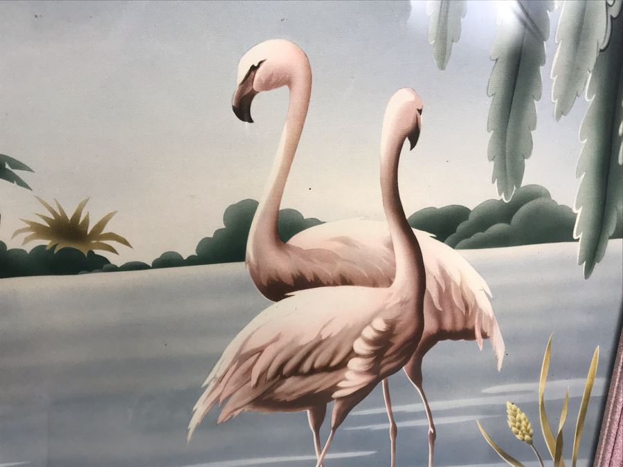 Vintage 1950's Pink Framed Flamingo Print By Turner Manufacturing Co 33' X 27' [Photo 4]
