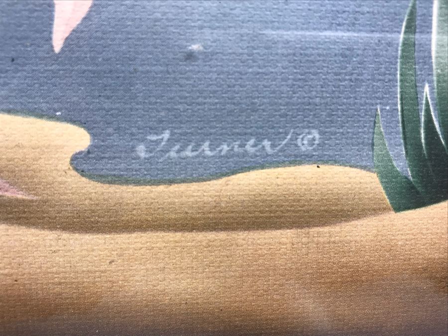 Vintage 1950's Pink Framed Flamingo Print By Turner Manufacturing Co 33' X 27' [Photo 7]