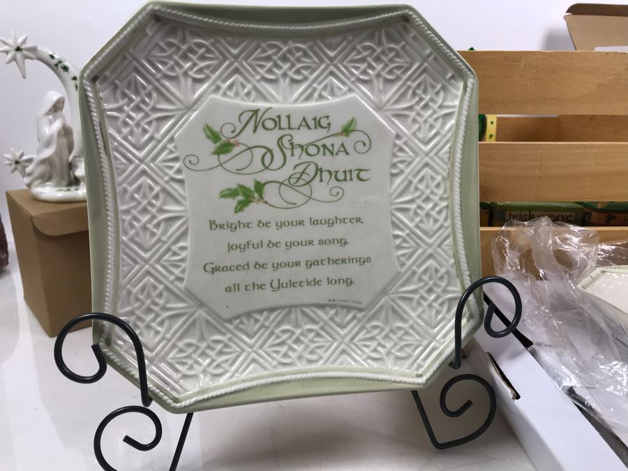 Wooden Crate, (17) New Irish Ornaments, (1) Irish Angel, (3) Irish Nativity Figurines And (2) Irish Christmas Plates With Metal Stands - Retails Over $300 [Photo 17]