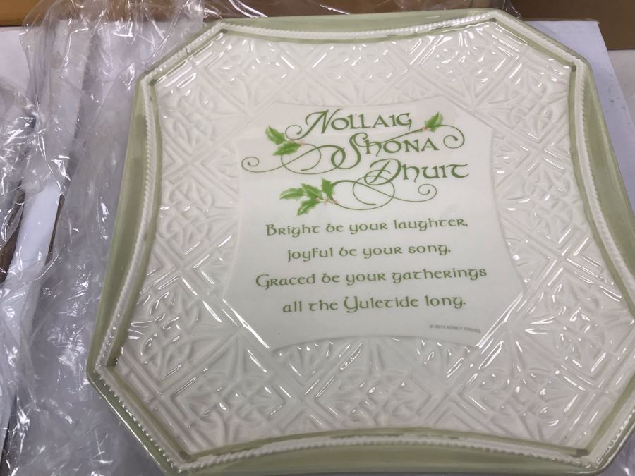 Wooden Crate, (17) New Irish Ornaments, (1) Irish Angel, (3) Irish Nativity Figurines And (2) Irish Christmas Plates With Metal Stands - Retails Over $300 [Photo 8]