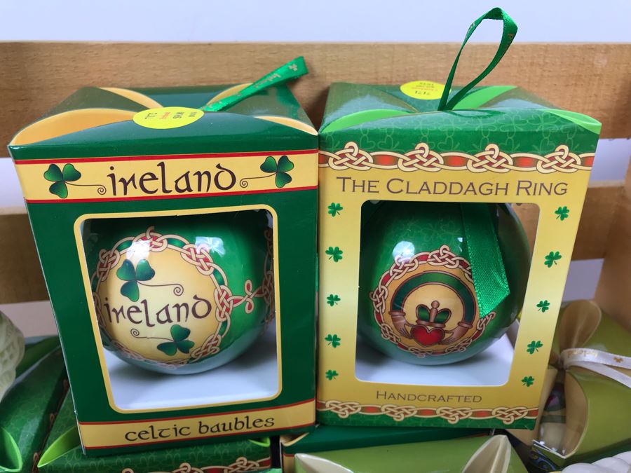 Wooden Crate, (17) New Irish Ornaments, (1) Irish Angel, (3) Irish Nativity Figurines And (2) Irish Christmas Plates With Metal Stands - Retails Over $300 [Photo 6]