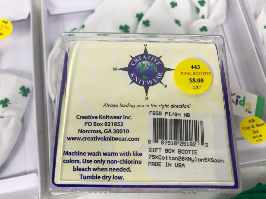 (16) New Irish Baby Bibs, (5) Baby Cap & Boot Sets, (1) Pair Of Pink Shamrock Baby Booties Retails $195 [Photo 11]