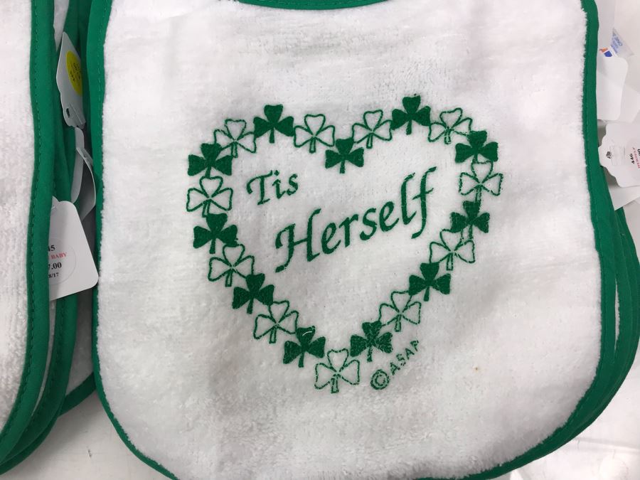 (16) New Irish Baby Bibs, (5) Baby Cap & Boot Sets, (1) Pair Of Pink Shamrock Baby Booties Retails $195 [Photo 5]