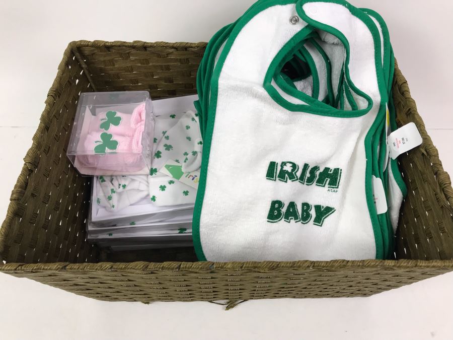 (16) New Irish Baby Bibs, (5) Baby Cap & Boot Sets, (1) Pair Of Pink Shamrock Baby Booties Retails $195 [Photo 15]