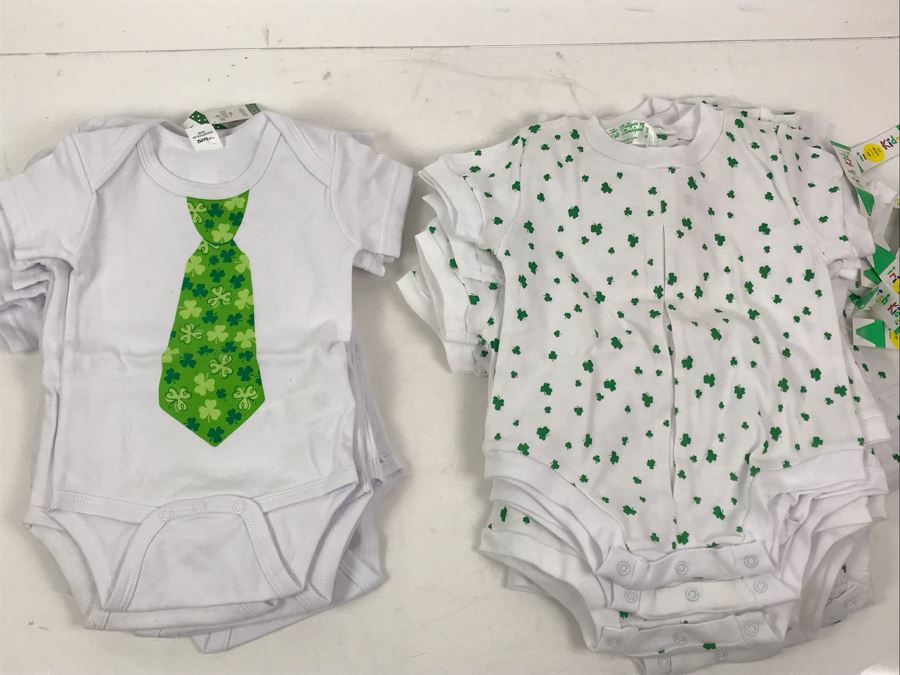 (18) Irish Baby Bodysuits (8) 6-12 Months, (9) 12 Months, (1) 6 Months Retails $324