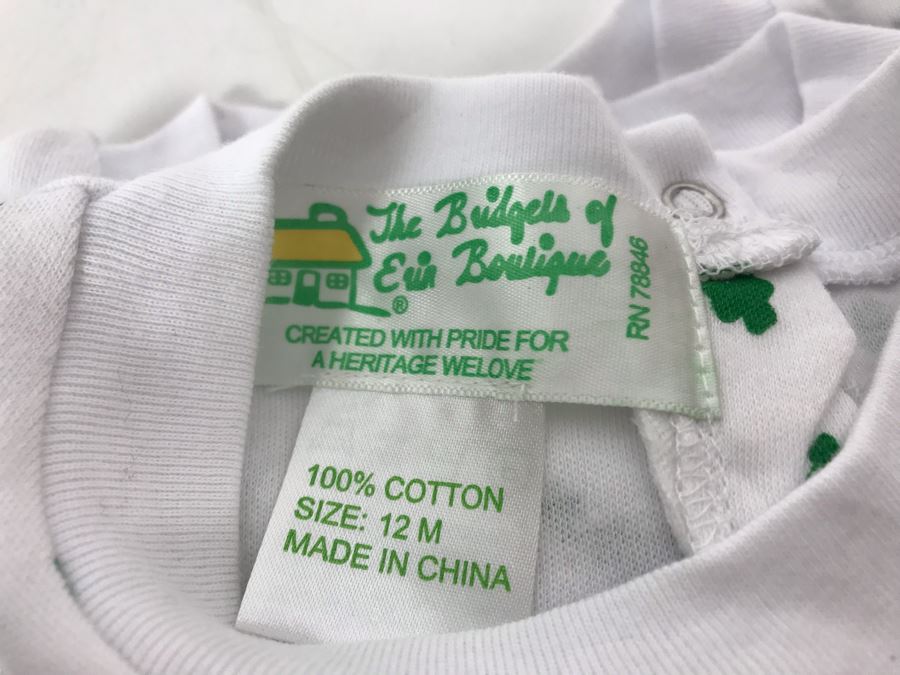 (18) Irish Baby Bodysuits (8) 6-12 Months, (9) 12 Months, (1) 6 Months Retails $324 [Photo 8]