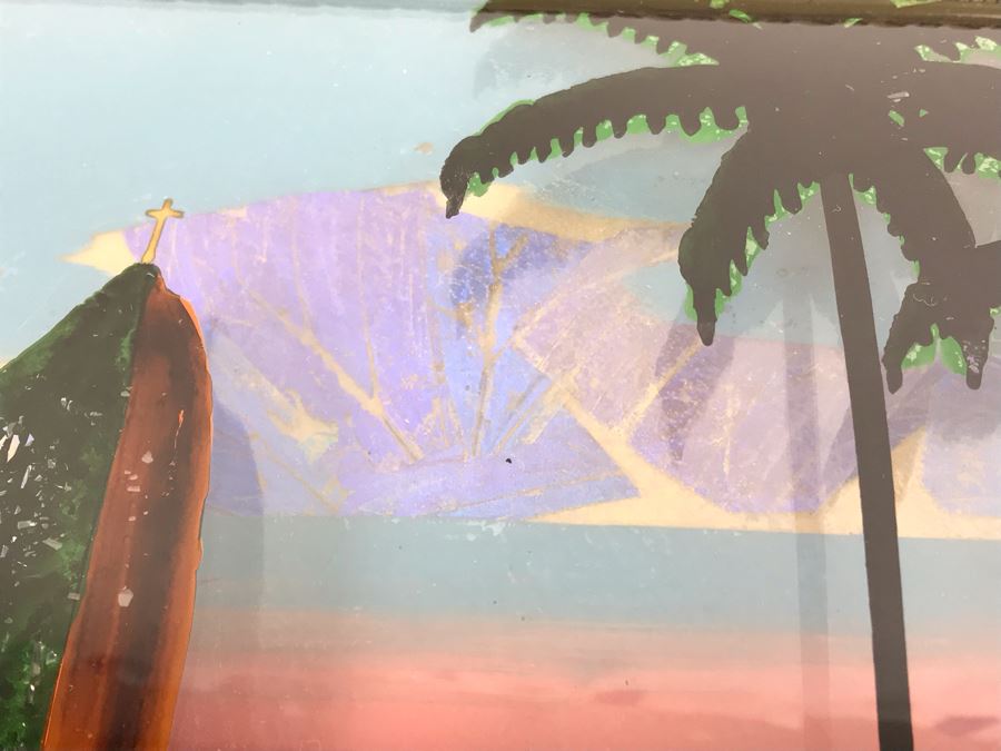 Vintage Corcovado Rio De Janeiro Bubbled Glass Butterfly Wings Framed Artwork 15' X 11' [Photo 11]