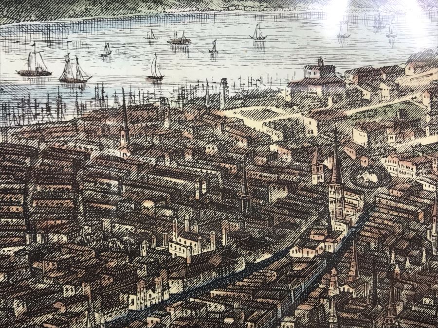 Hand Colored Map City Of New York 1853 Ponte Vecchio Reproduction 1960 Framed 29' X 17' [Photo 16]