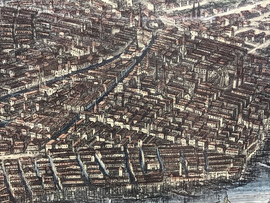 Hand Colored Map City Of New York 1853 Ponte Vecchio Reproduction 1960 Framed 29' X 17' [Photo 8]