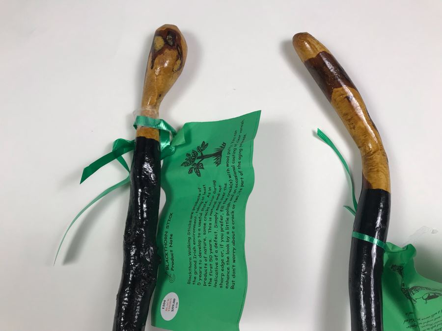 Pair Of Irish Blackthorn Walking Sticks - Similar Gifted To JFK And Ronald Reagan Retails $118 [Photo 4]