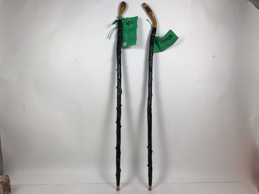 Pair Of Irish Blackthorn Walking Sticks - Similar Gifted To JFK And Ronald Reagan Retails $118 [Photo 2]